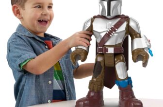 Fisher-Price Imaginext STAR WARS Toy The Mandalorian XXL Figure, 16 Inch Tall Poseable Character with Launcher for Kids Ages 3 Years, HXT20