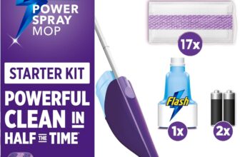 Flash Power Spray Mop Floor Cleaner Starter Kit (1 Washable 17 Disposable Pads), All-In-One System For Your Floors