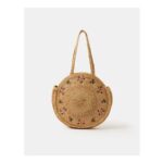 Floral Embroidered round Beach Bag