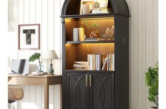 French Vintage Arched Display Cabinet with LED Lighting
