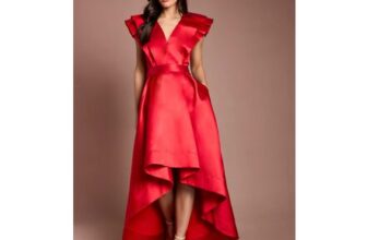 Frill Sleeve v Neck Midi Dress