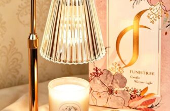 Funistree Candle Warmer Lamp with Timer & Dimmer, Height Adjustable Candle Warmer with 2 Bulbs, Birthday Gifts for Women Mum, New Home Gifts, Dimmable Candle Heater Lamp for Yankee Candles