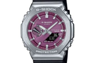 G-Shock GBM-2100A-4BER G-Steel 2100 Series Pink Octagonal Dial Black Strap Bluetooth Solar Watch