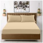 GC GAVENO CAVAILIA Fitted Sheet Single Bed (91 x 190cm) – Beige Bedding Sheets – Plain Dyed Microfiber Bed Sheets Single – (10 inch)