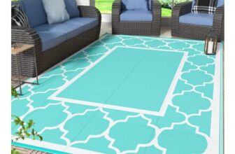 GENIMO Outdoor Rug Waterproof Reversible Washable 180x275cm Aqua & White