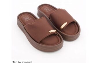 GIVANA Brown Neoprene Metal Trim Sandals
