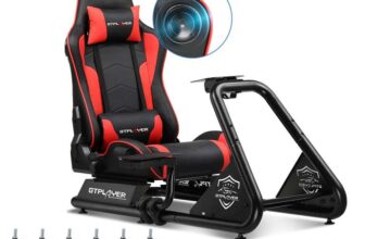GTPLAYER Racing Simulator Cockpit with Seat Multi-function Adjustable Gaming Wheel Stand for G25 G27 G29 w/code GTPLAYER UK UK stock