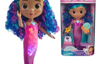 Gabbys Dollhouse: The Movie, Sing & Shine Mermaid Gabby, Waterproof Mermaid Doll with Lights and Sounds Prime