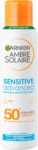 Garnier Ambre Solaire Sun Cream Spray SPF 50 Sensitive Advanced Dry Mist, Water Resistant & Non Greasy Sunscreen, Fragrance Free, UVA & UVB Protection, 150ml