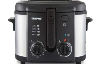 Geepas 3L Deep Fat Fryer, Adjustable Thermostat, Viewing Window, Cool-Touch Handle, Non-Stick Inner Pot, Indicator Light