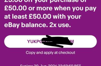 Get £5 off using your £50 eBay balance other funds purchase, can be use twice, Selected Categories (SELECTED /Invited ACCOUNTS)