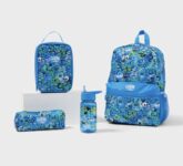 Giggle By Smiggle 4 Piece Bundle – Backpack, Lunchbox, BPA Free Drink Bottle Pencil Case – Blue Green