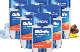 Gillette Sport Triumph Antiperspirant Deodorant Roll On for Men, Clear Gel Stick, 6 x 70ml, 72HR Sweat Protection Anti-White Marks