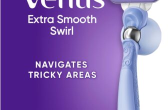Gillette Venus Extra Smooth Swirl Womens Razor, 1 Refill Razor Cartridges, Pivoting Reusable Handle and Shower Holder