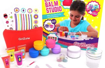GirlZone Lip Balm Making Kit, 25-Piece Makeup and Lip Gloss Set with Glitters, Stickers, & More, Fabulous Girls Toys Age 8 & Great Gift Idea for Kids