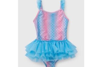 Girls Blue Mermaid Tutu Swimsuit (1-7yrs)