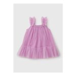 Girls Pink Frill Tulle Mesh Dress (1-10yrs)