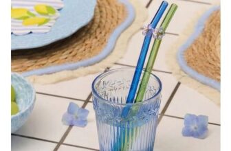 Glass Straws with Flowers – 4 Pcs