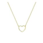 Gold Heart Necklace with Cut-out Design, Gold-Plated Stainless Steel