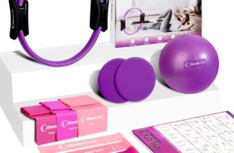 Goocrun Pilates Ring Set Exercise Equipment, with Exercise Resistance Bands Set, Pilates Ball, Sliding Disks. Portable Home Gym – with Fitness Guide Poster