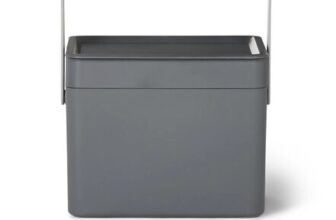 GoodHome Kora Manual Anthracite Metal Worktop Bin – 7L