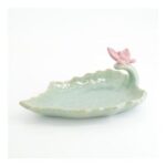 Green Butterfly Leaf Birdbath 13x31cm
