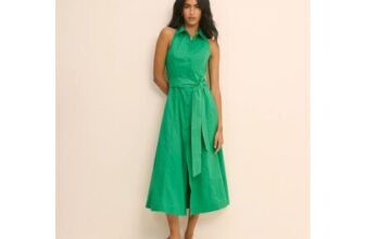 Green Button down Collared Hunter Midi Dress