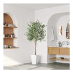 Green Dprodo Faux Olive Tree with Planter and Natural Branches