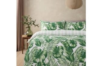Green & White Palm House Cotton Reversible King Duvet Set