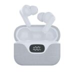 Groov-e Flex Buds True Wireless Earbuds, Active Noise Cancelling, Fabric Charging Case, 22hrs (Case) White