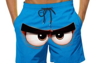 Gubsssl Mens Swim Shorts with Pockets Sky Blue Size S