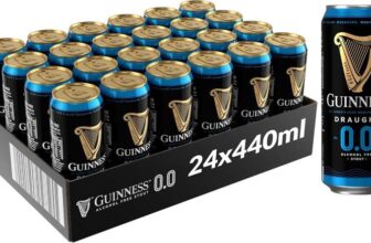 Guinness Draught 0.0 Alcohol Free Stout 0% vol 24 x 440ml Official Beer of the Premier League W/Voucher