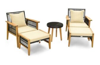 Gymax 5 PCS Patio Furniture Set Wicker Chair Set