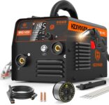 H HZXVOGEN 145A MIG Welder, 240V Gasless MIG Welder Welding Machine, 3-in-1 Flux Core MIG/ARC/Lift TIG, Synergic Control, IGBT Inverter, LED Display, MIG145II