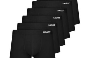 HAGOT 6-Pack Mens Stretch Boxers, Black