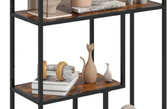 HOMCOM 4-Tier Bookshelf, Industrial Bookcase with Metal Frame, Storage Shelving Unit, Freestanding Shelves for Home Office, Study, Living Room, Bedroom, Rustic Brown
