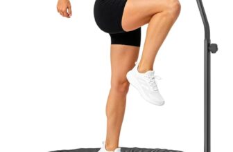 HOMCOM 40 Fitness Trampoline, Mini Trampoline Bungee Rebounder with Adjustable Handle for Indoor Exercise Workout