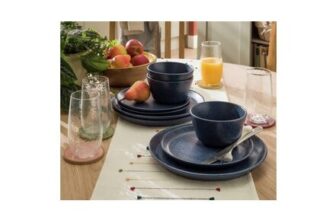 Habitat Addison 12 Piece Stoneware Dinner Set – Blue