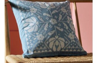 Habitat Folk Floral Stitch Denim Cushion Blue – 43x43cm