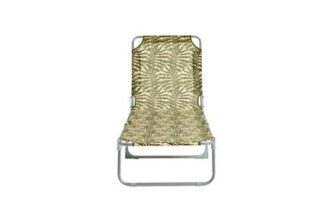 Habitat Leaf Print Folding Metal Sun Lounger – Green782/7145