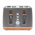 Haden Dorchester Grey Toaster 4 Slice – Variable Browning Levels – Digital Controls & Wide Slots 4 Slice Toaster