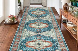 Hafaa Machine Washable Runner Rugs for Hallway Non- Slip Large Bedside Rug 80×150 cm Traditional Pattern Bedroom Carpets for Living Room, Lounge (Regal)