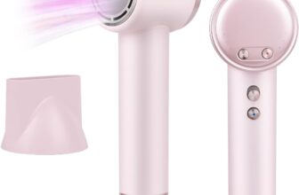 Hair Dryer 200 Million Negative Ionic Hairdryer,3 Speed 4 Heat Setting,110, 000 RPM High Speed Brushless Motor Blow Dryerwith Magnetic Nozzle51dB Low Noise Travel Hairdryers for Women and Men (Pink)