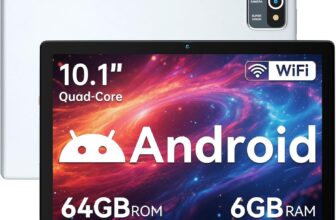 Hakaug Tablet 10 Inch Android OS Quad-Core 6GB RAM 64GB ROM 5000 mAh Battery 1280×800 Touchscreen Tablet-PC (Silver)