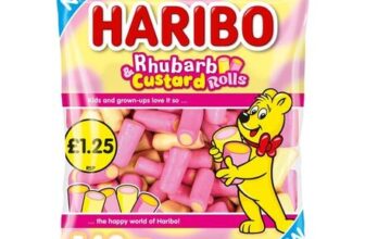 Haribo Rhubarb & Custard Rolls – 140g Bag
