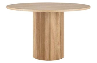 Hattie Panel Round 4-6 Seater Pedestal Dining Table – Natural w/Code