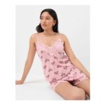 Heart Print Lace Trim Short Pyjamas Set Multi