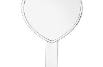 Heart-Shaped Hand Mirror with Handle, 4×7 Inches, Silver