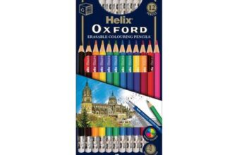 Helix Oxford Erasable Colour Pencils, 12 Pack, Eraser Tip