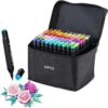 Hibisaws 80 Colours Alcohol Markers, Twin Tip Marker Pens, Felt Tip Colouring Pens Set for Adults, Kids and Artists, for Painting, Colouring and Sketching